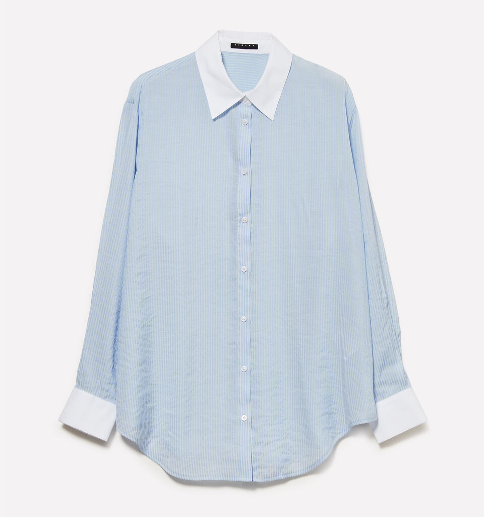 Light blue striped comfort fit shirt - women's shirts - Light Blue | Sisley image number 5